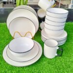 Japanese dinner set. Japanese Dinner Set.24 PCs Ceramic Dinner Set 6 PCs Mugs 6 PCs Dinner Plates 6 PCs Side Plates 6 PCs Bowls White