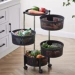 4 Layers Rotatable fruit Rack Multi-Layer Movable Fruit Vegetable Snack Stand Household Shelf