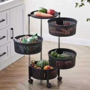 4 Layers Rotatable fruit Rack Multi-Layer Movable Fruit Vegetable Snack Stand Household Shelf